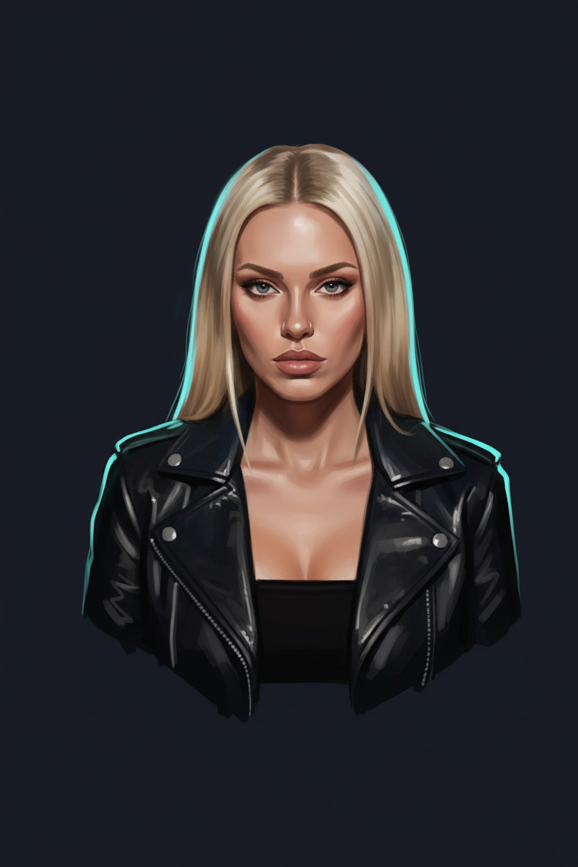 Editorial illustrated portrait of Lola Voss