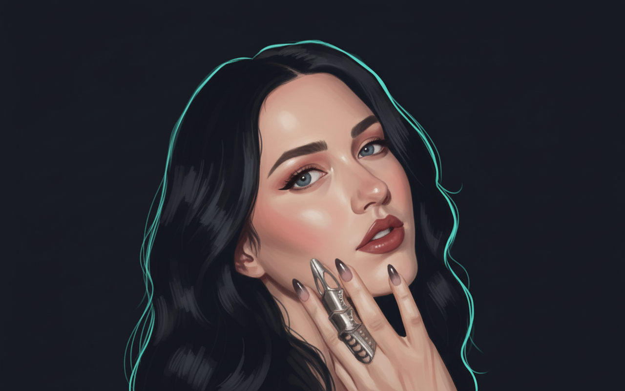 Editorial illustrated portrait of DOMINA