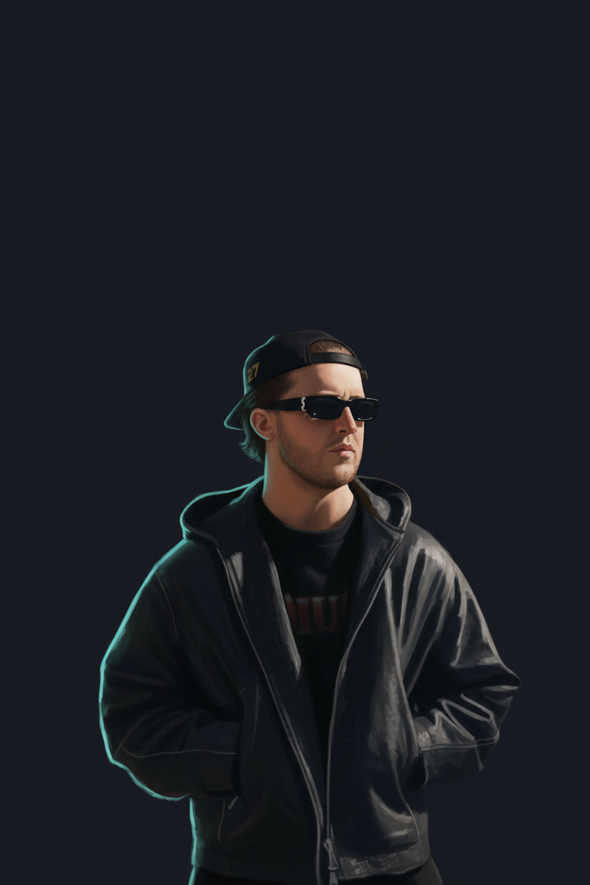 Editorial illustrated portrait of Max Dean