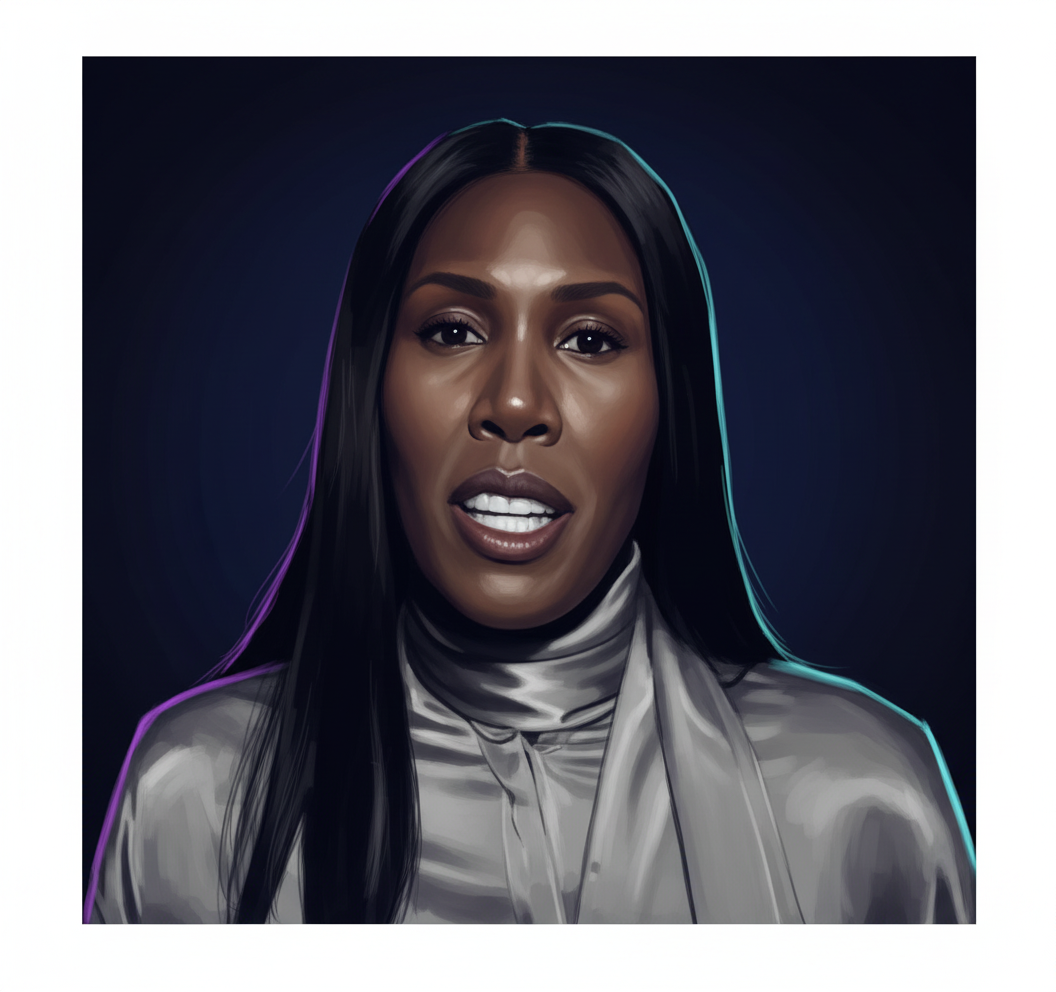 Editorial illustrated portrait of Honey Dijon