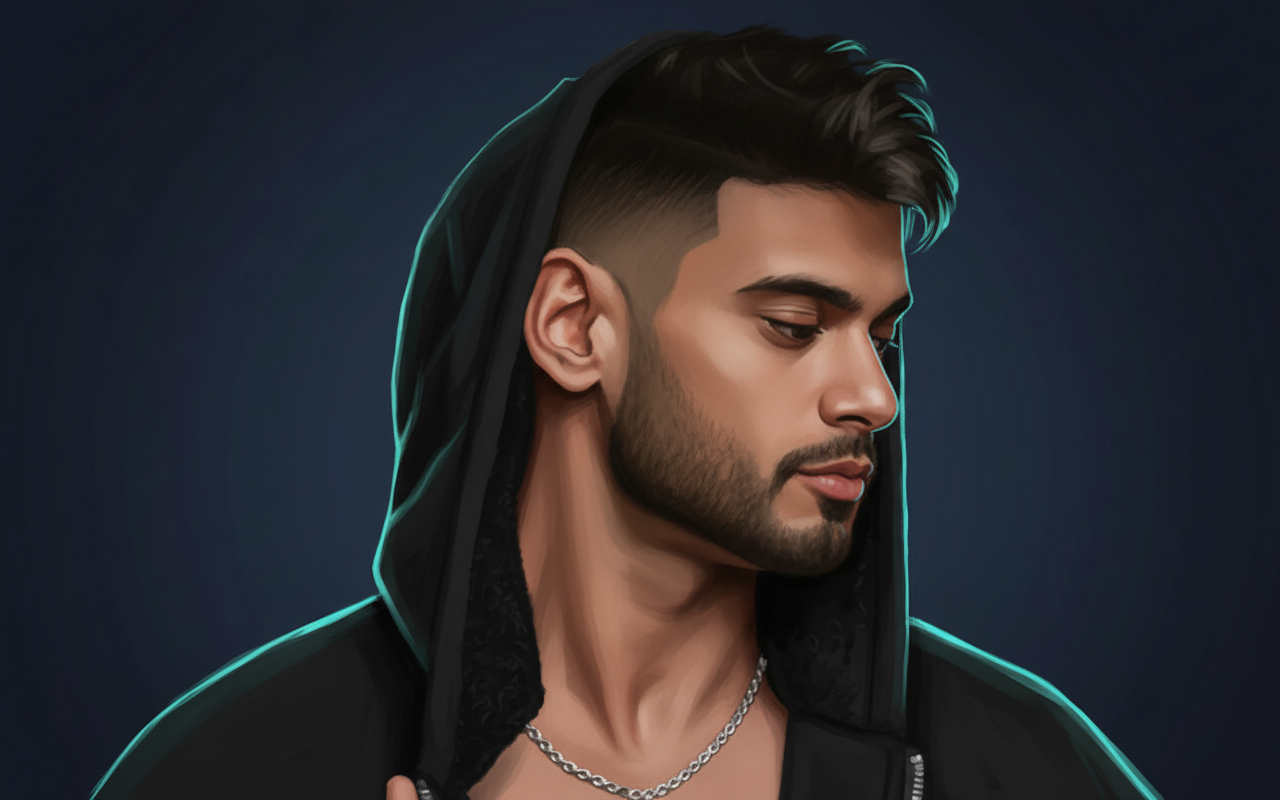 Editorial illustrated portrait of YOSUF