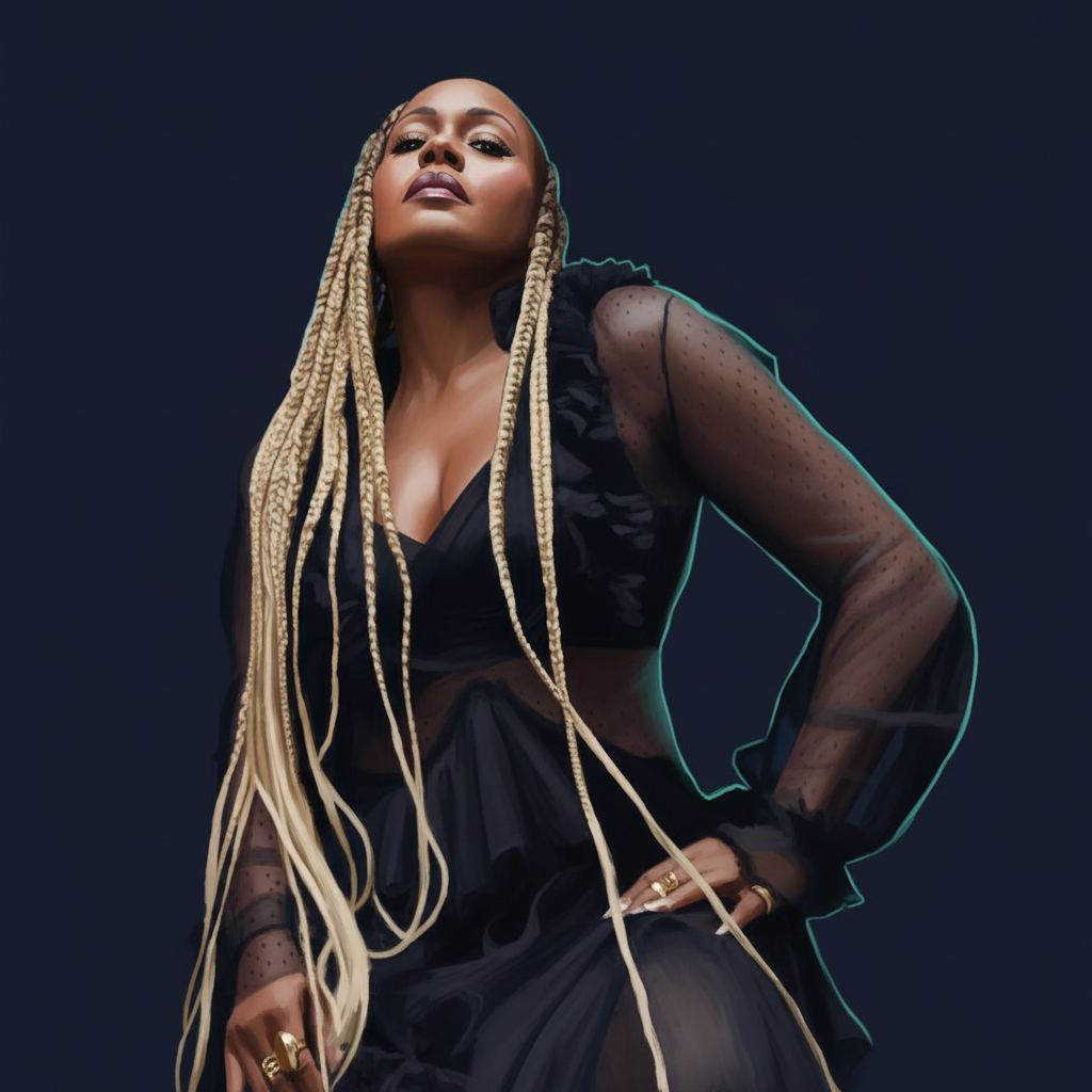 Editorial illustrated portrait of Ultra Naté